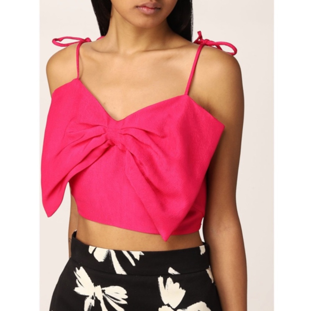 MSGM Bow Cropped Hot Pink Top